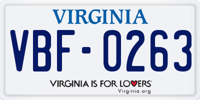VA license plate VBF0263
