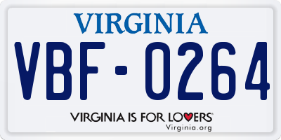 VA license plate VBF0264