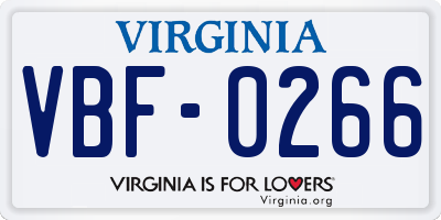 VA license plate VBF0266