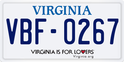 VA license plate VBF0267