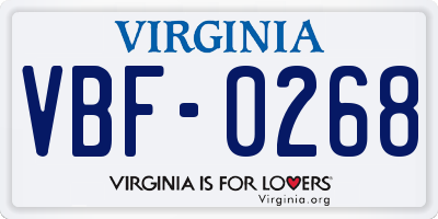 VA license plate VBF0268
