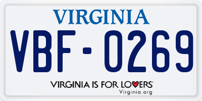 VA license plate VBF0269