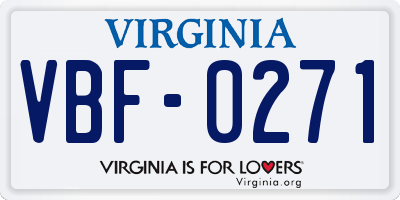 VA license plate VBF0271
