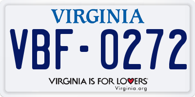 VA license plate VBF0272