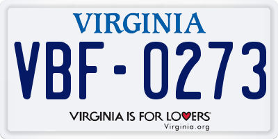 VA license plate VBF0273