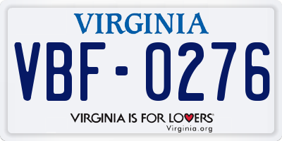 VA license plate VBF0276
