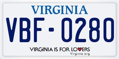 VA license plate VBF0280