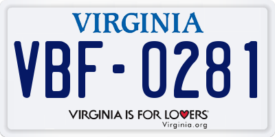 VA license plate VBF0281
