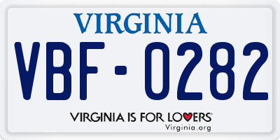 VA license plate VBF0282