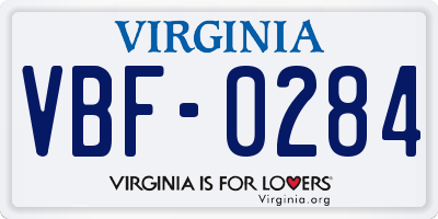 VA license plate VBF0284