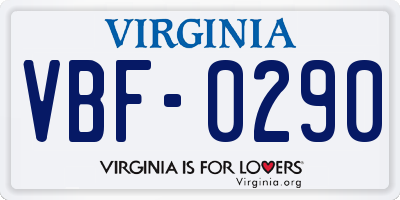 VA license plate VBF0290