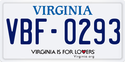 VA license plate VBF0293
