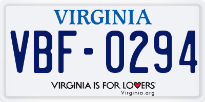 VA license plate VBF0294