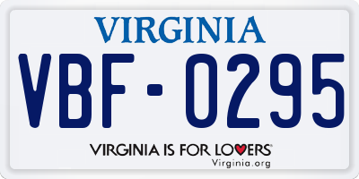 VA license plate VBF0295