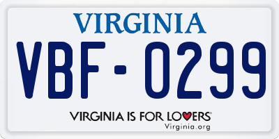 VA license plate VBF0299