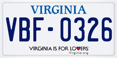 VA license plate VBF0326