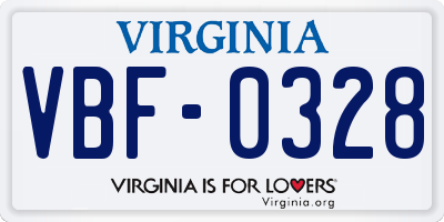 VA license plate VBF0328