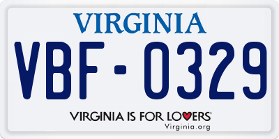 VA license plate VBF0329