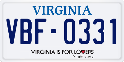 VA license plate VBF0331