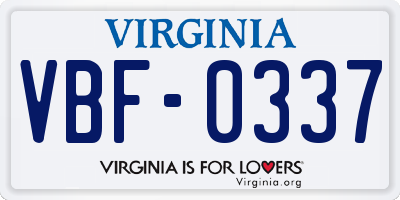 VA license plate VBF0337