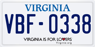 VA license plate VBF0338