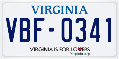 VA license plate VBF0341