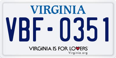 VA license plate VBF0351