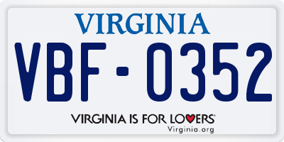 VA license plate VBF0352