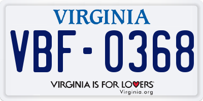VA license plate VBF0368