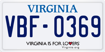 VA license plate VBF0369