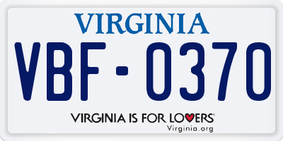 VA license plate VBF0370