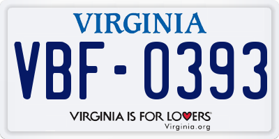 VA license plate VBF0393