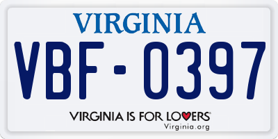 VA license plate VBF0397