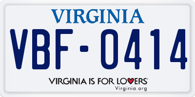 VA license plate VBF0414