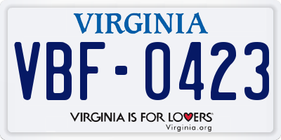 VA license plate VBF0423