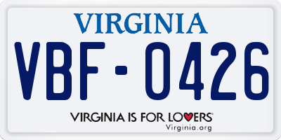VA license plate VBF0426