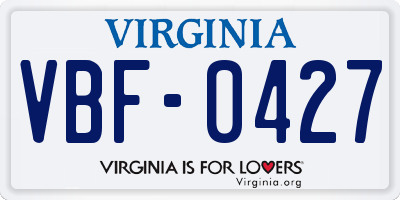 VA license plate VBF0427