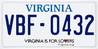 VA license plate VBF0432