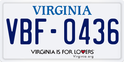 VA license plate VBF0436