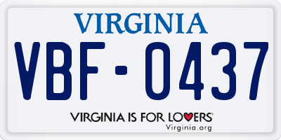 VA license plate VBF0437