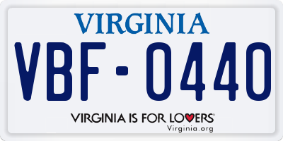 VA license plate VBF0440