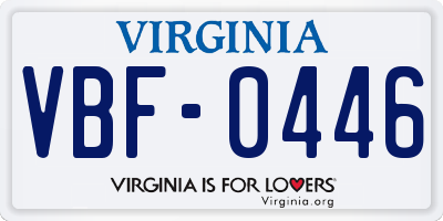 VA license plate VBF0446