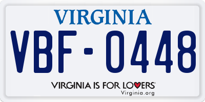 VA license plate VBF0448