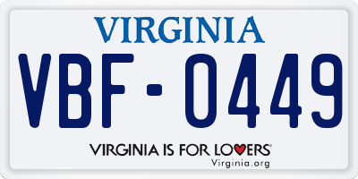 VA license plate VBF0449