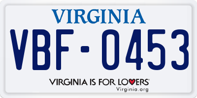 VA license plate VBF0453