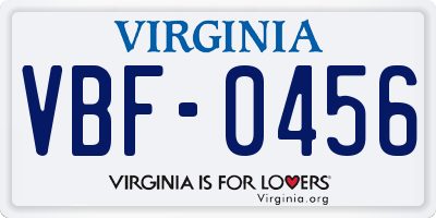 VA license plate VBF0456