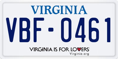 VA license plate VBF0461