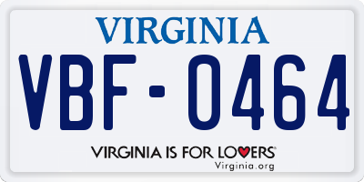 VA license plate VBF0464