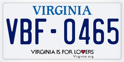 VA license plate VBF0465