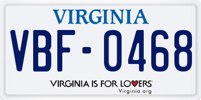 VA license plate VBF0468